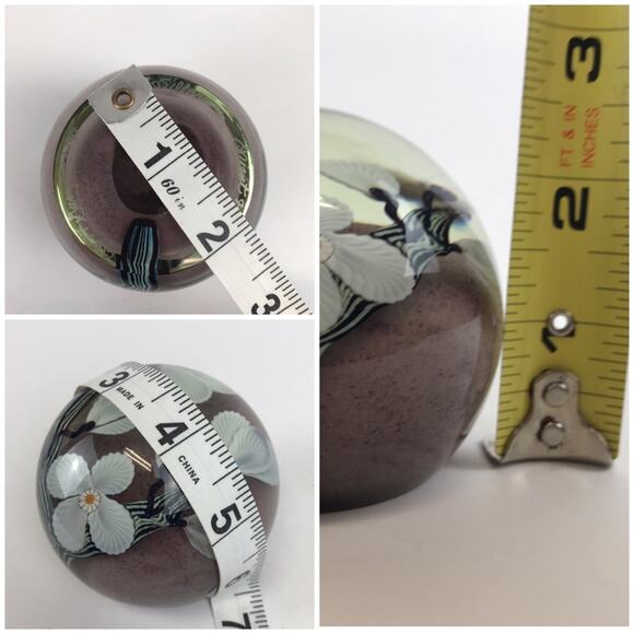 Orient & Flume White Flower on Branches Lampwork 1981 Paperweight Signed Sillars - Picture 12 of 16